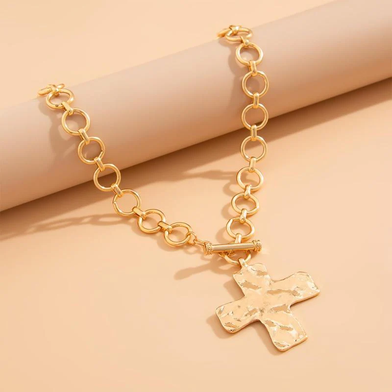 Dainty Cross Toggle Necklace - Image 5