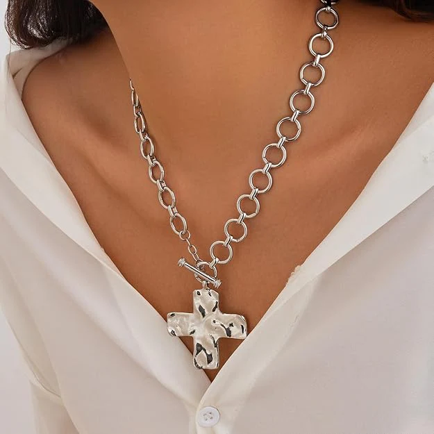 Dainty Cross Toggle Necklace - Image 6