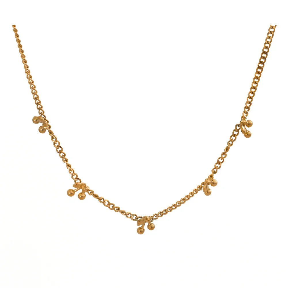 Dainty Five Cherry Necklace