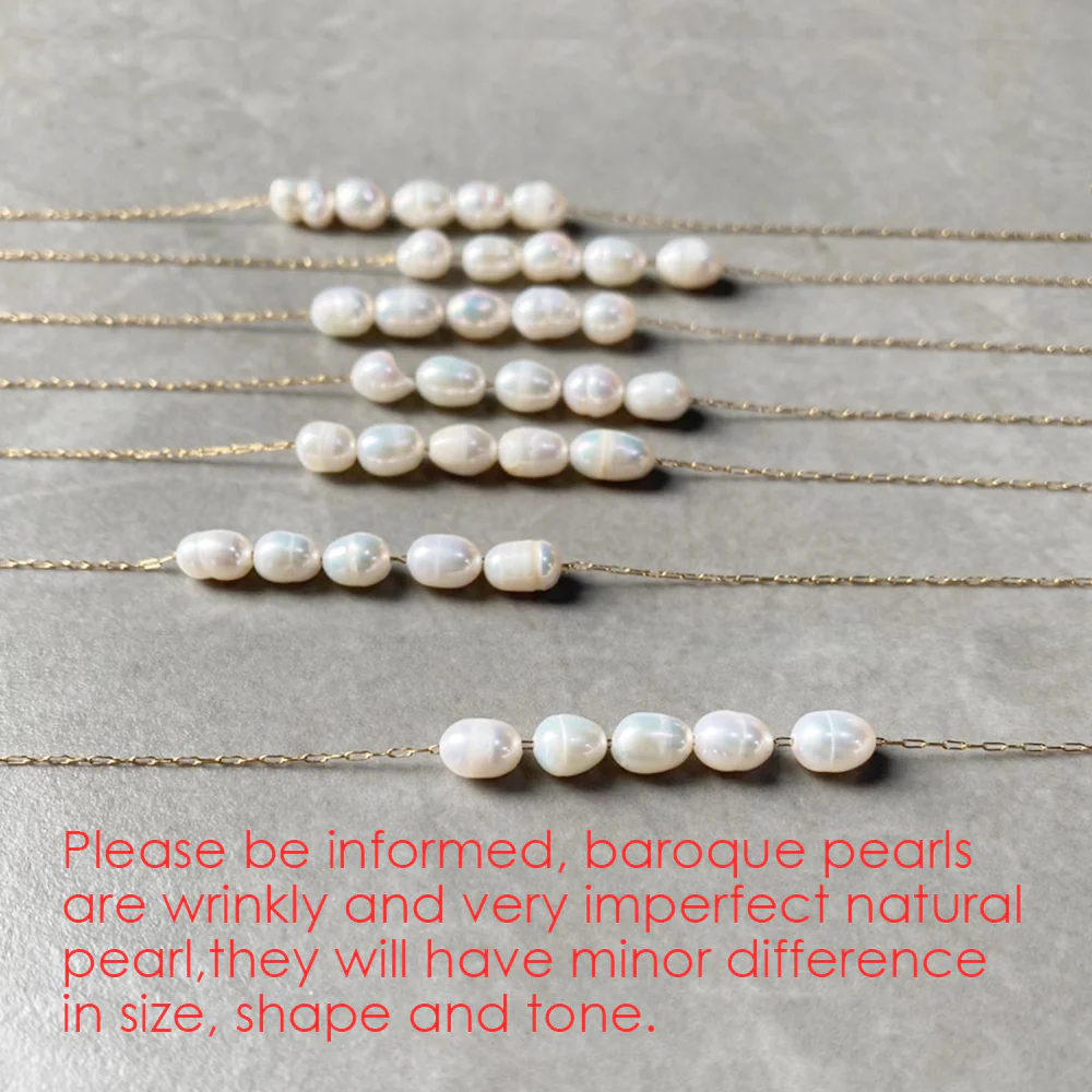 Dainty Freshwater Pearl Bar Necklace - Image 2