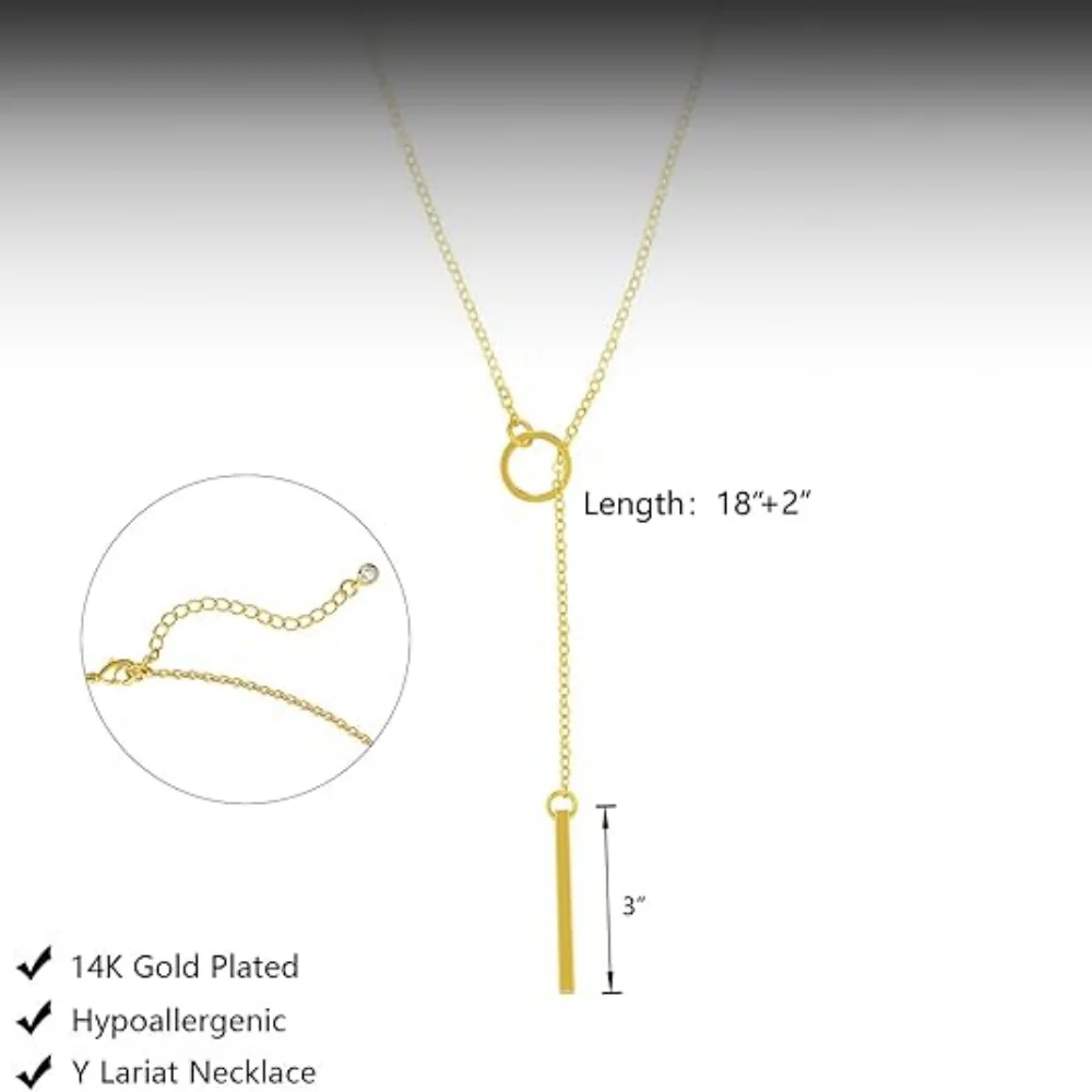 Dainty Gold Lariat Y Necklace - Image 2