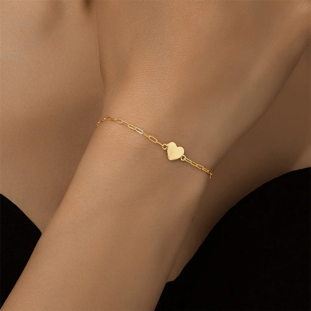 Dainty Heart Paper Clip Bracelet - Image 4