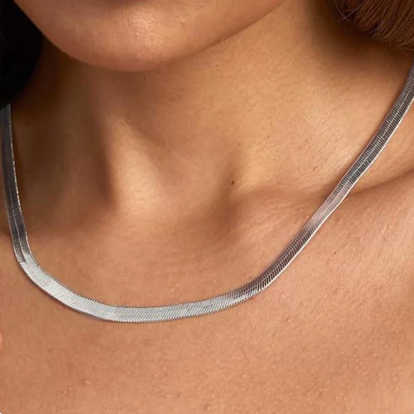 Dainty Herringbone Necklace - Image 4