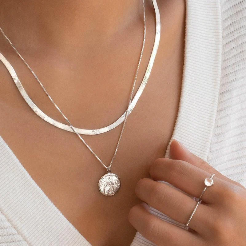 Dainty Herringbone Necklace - Image 5