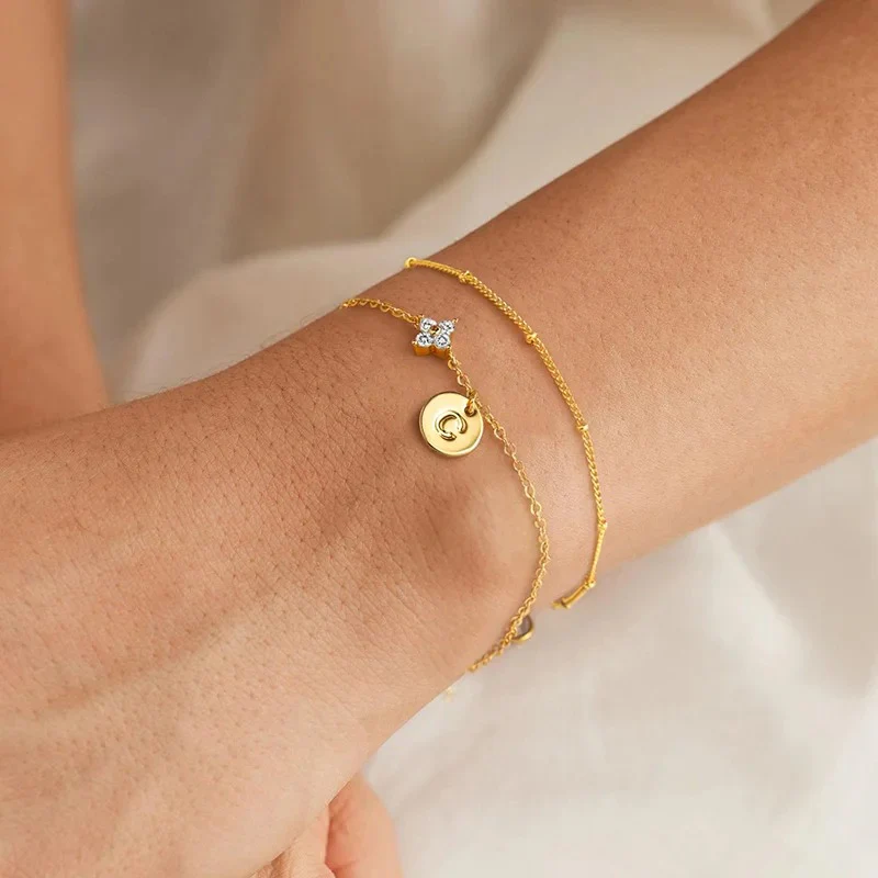Dainty Initial Gemstone Bracelet - Image 4