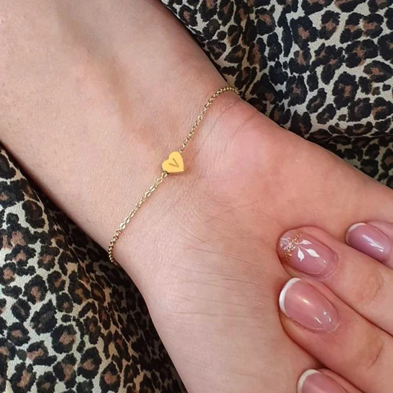 Dainty Initial Heart Bracelet - Image 2