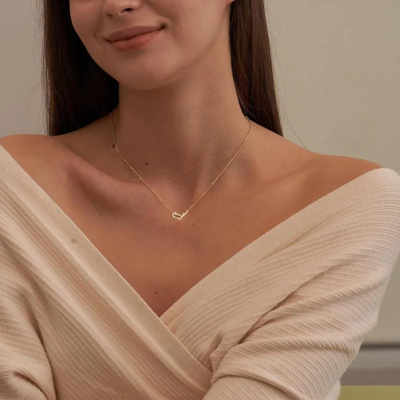 Dainty Intertwined Paperclip Necklace - Image 2