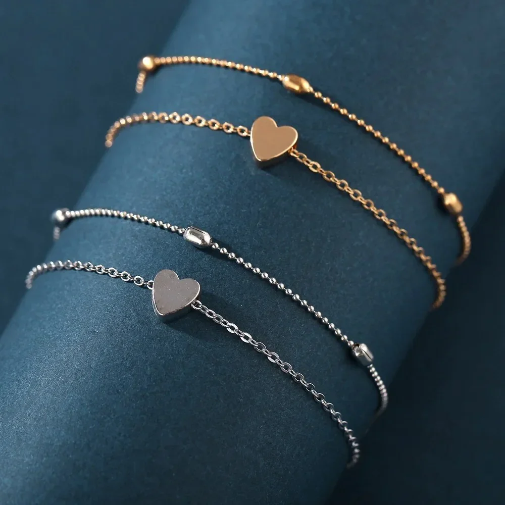 Dainty Layered Heart Anklet - Image 5