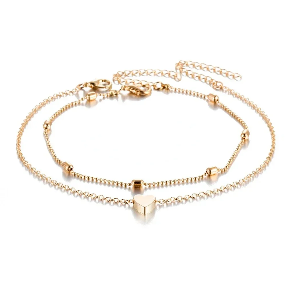 Dainty Layered Heart Anklet - Image 7