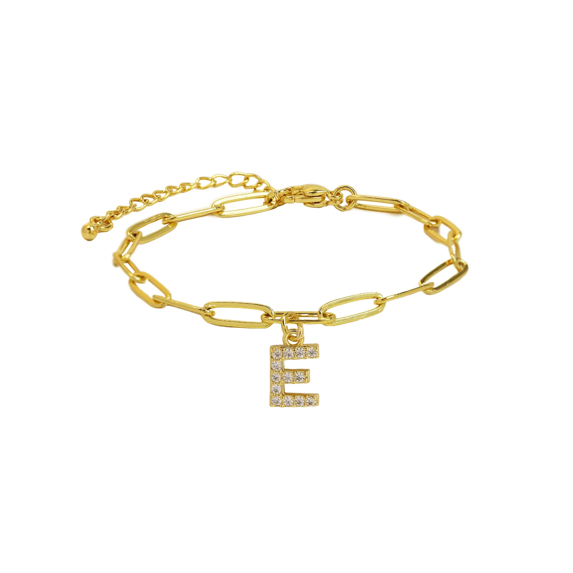 Dainty Paperclip Letter Initial Bracelet - Image 10
