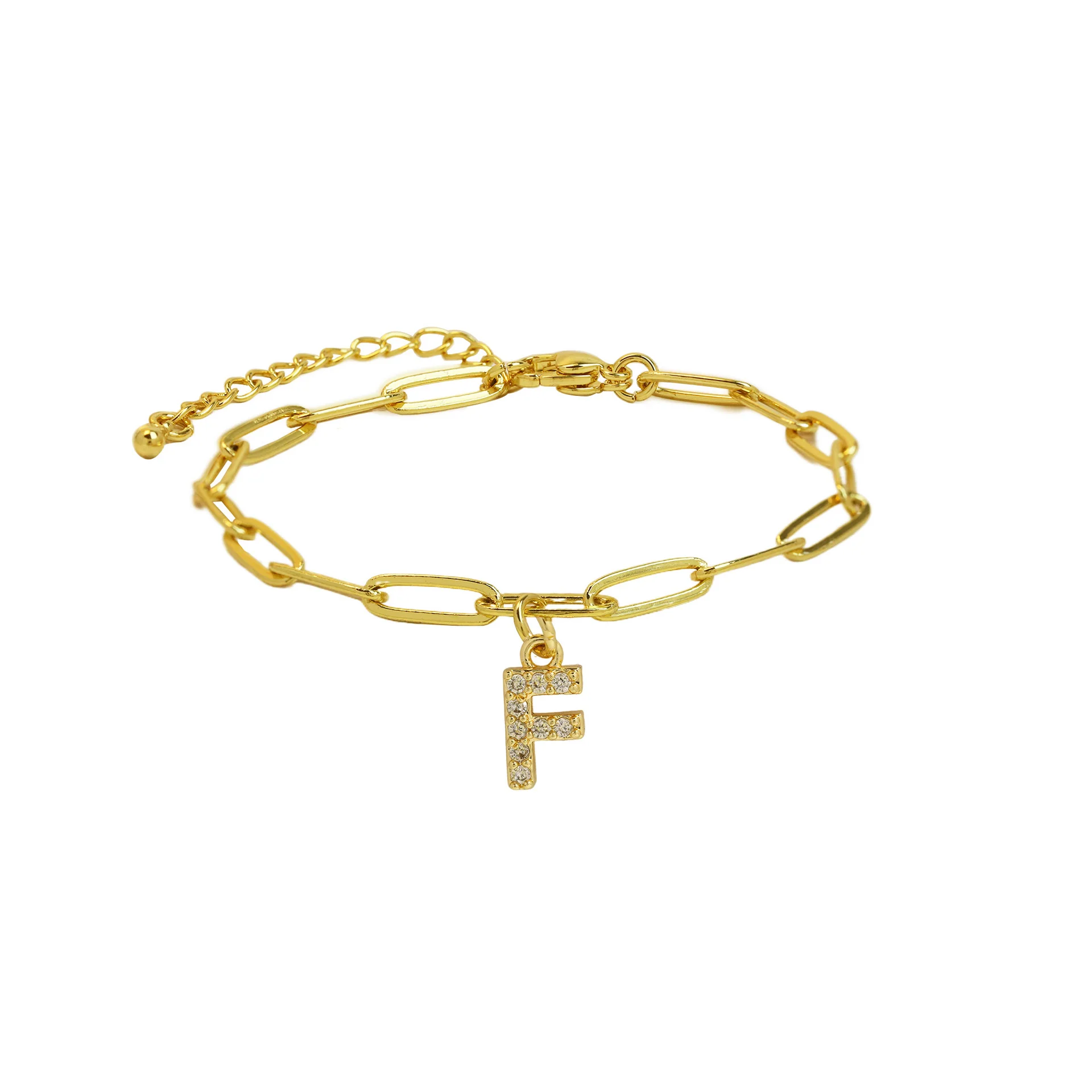 Dainty Paperclip Letter Initial Bracelet - Image 11