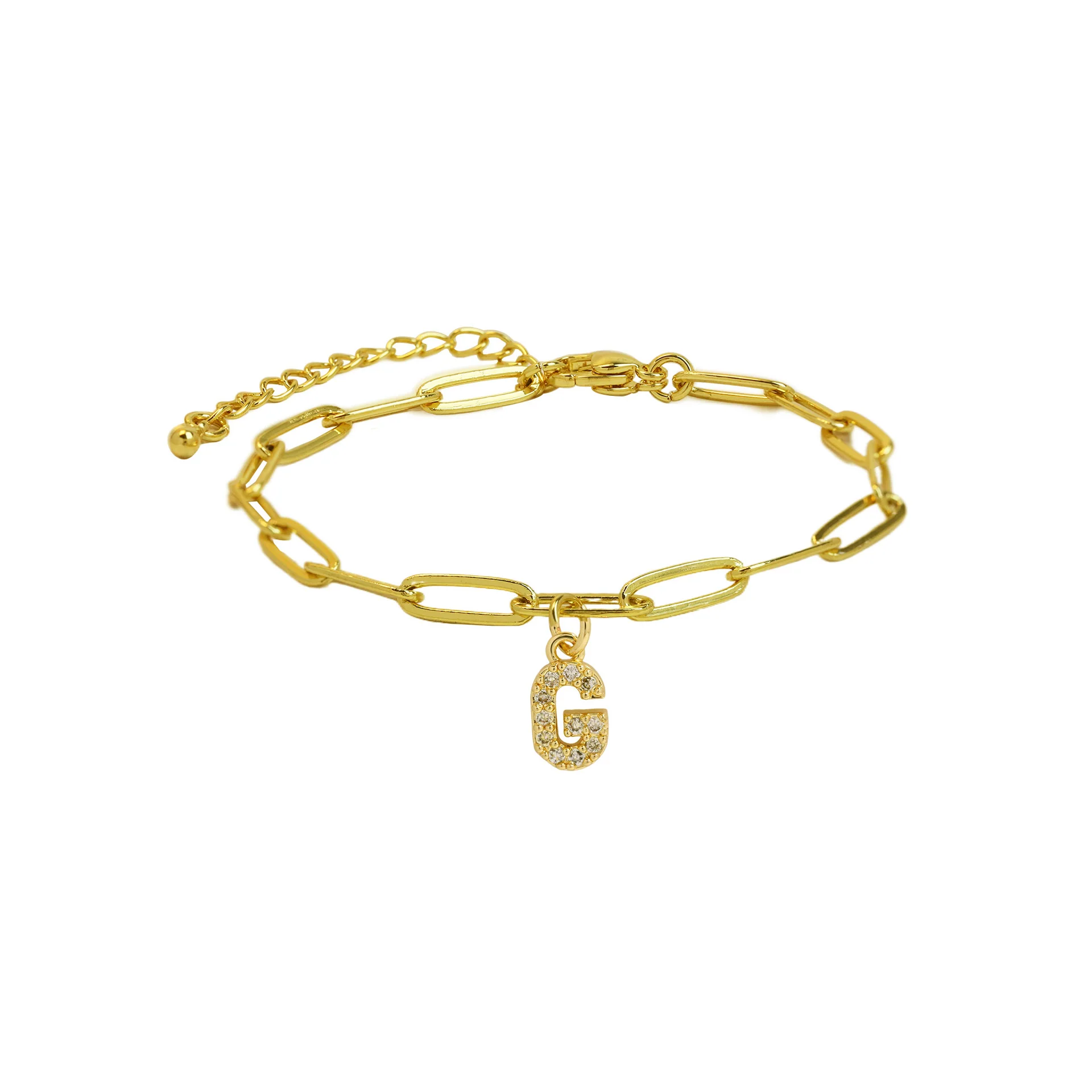 Dainty Paperclip Letter Initial Bracelet - Image 12