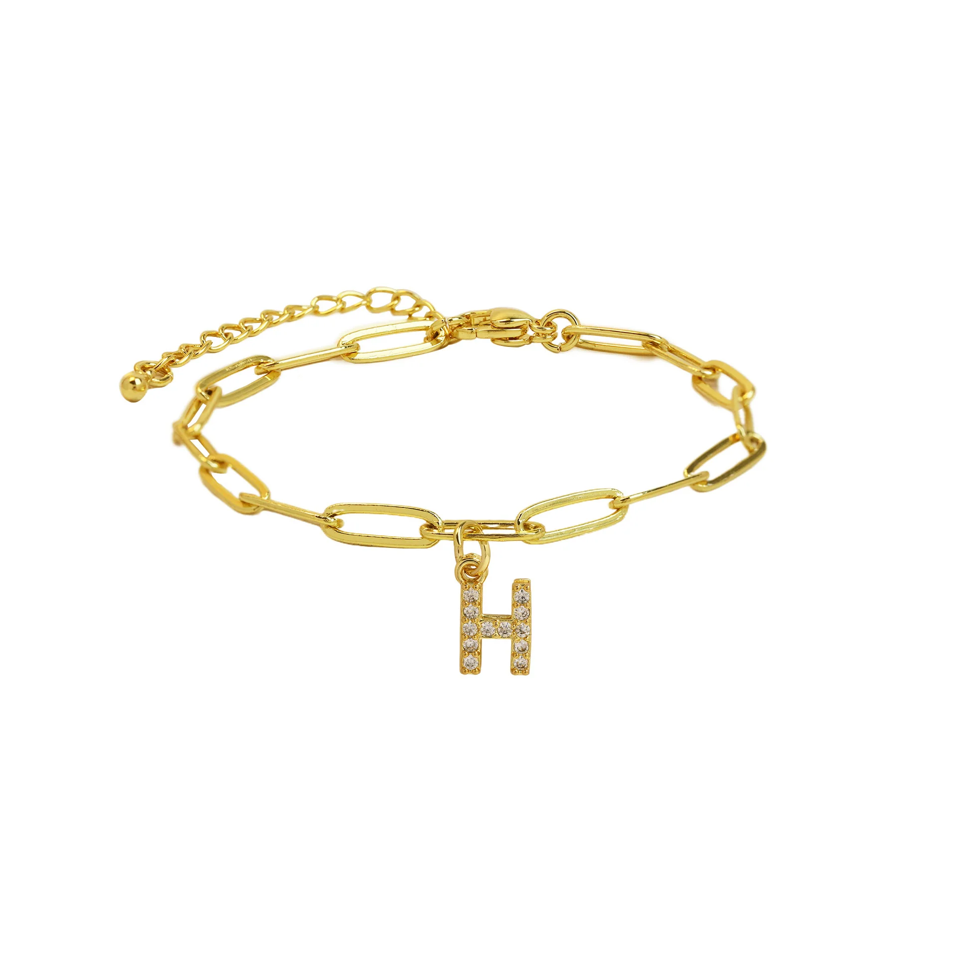 Dainty Paperclip Letter Initial Bracelet - Image 13