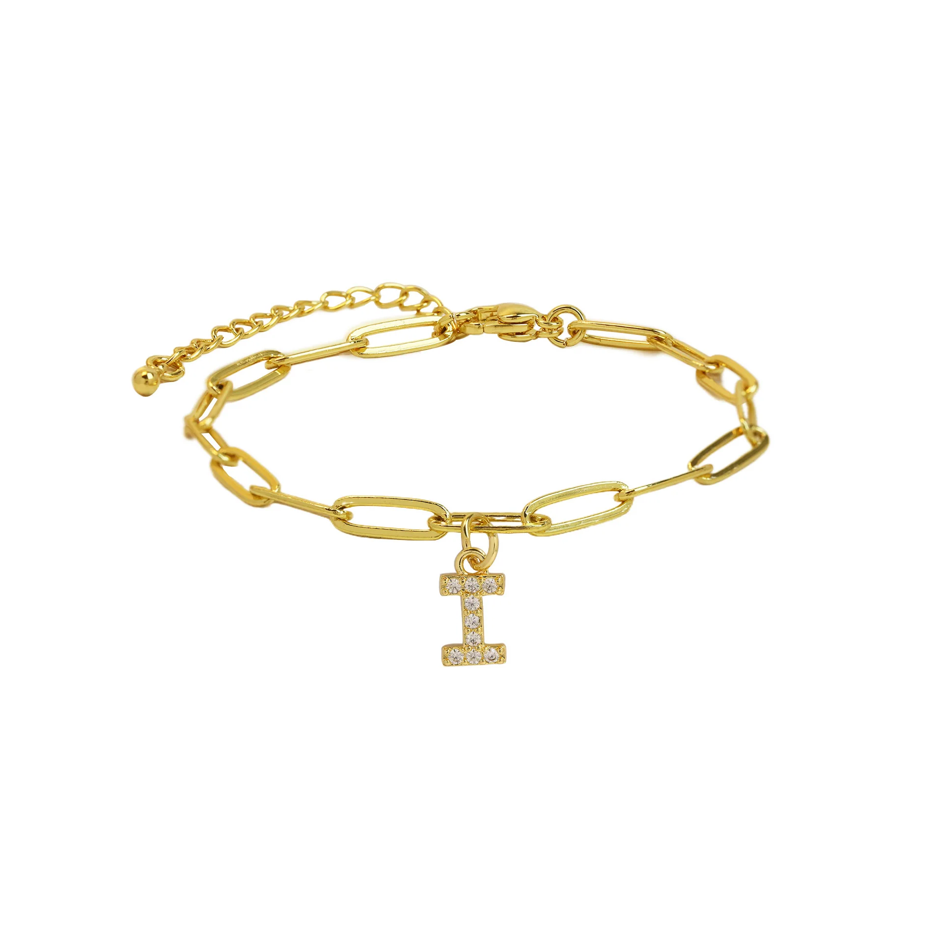 Dainty Paperclip Letter Initial Bracelet - Image 14