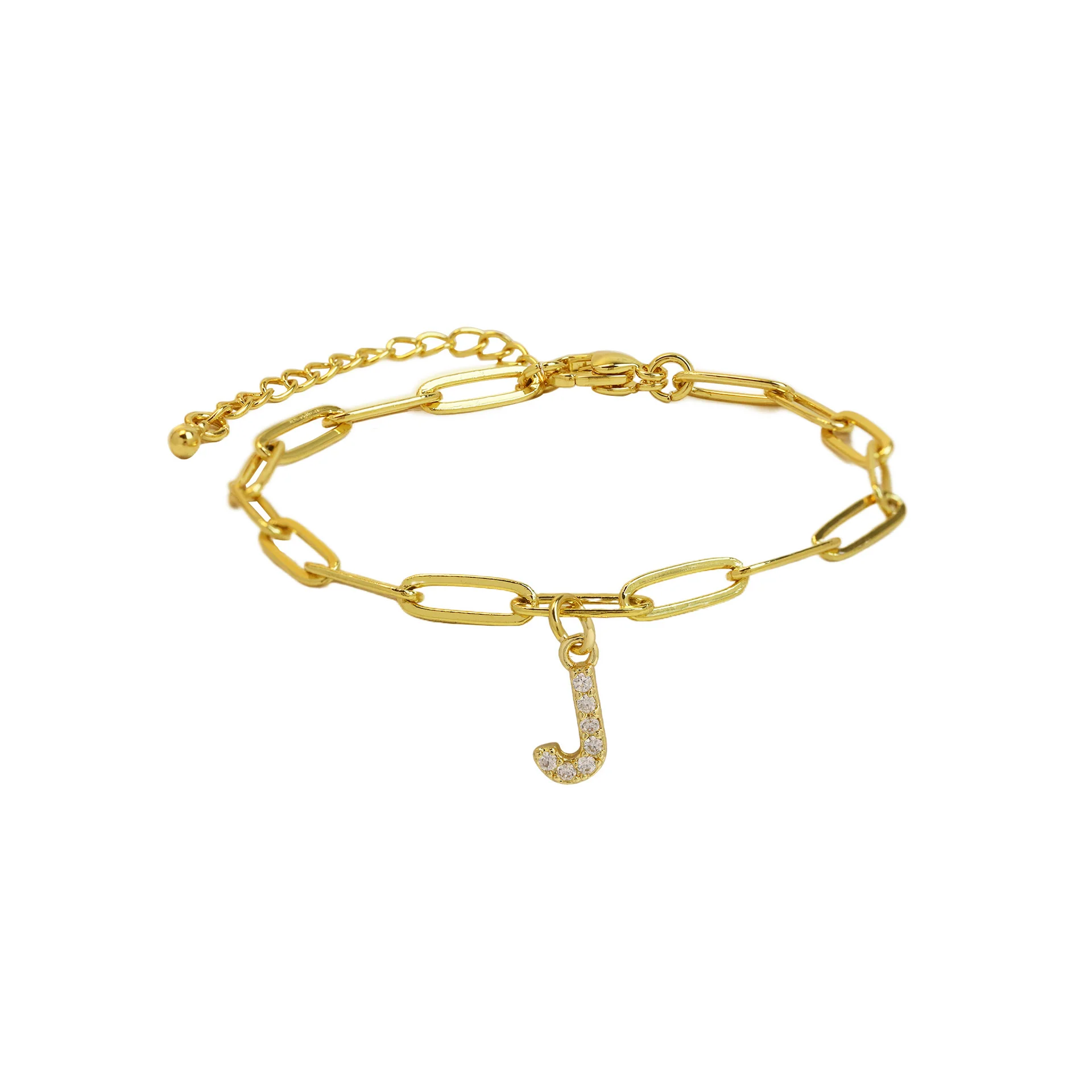 Dainty Paperclip Letter Initial Bracelet - Image 15