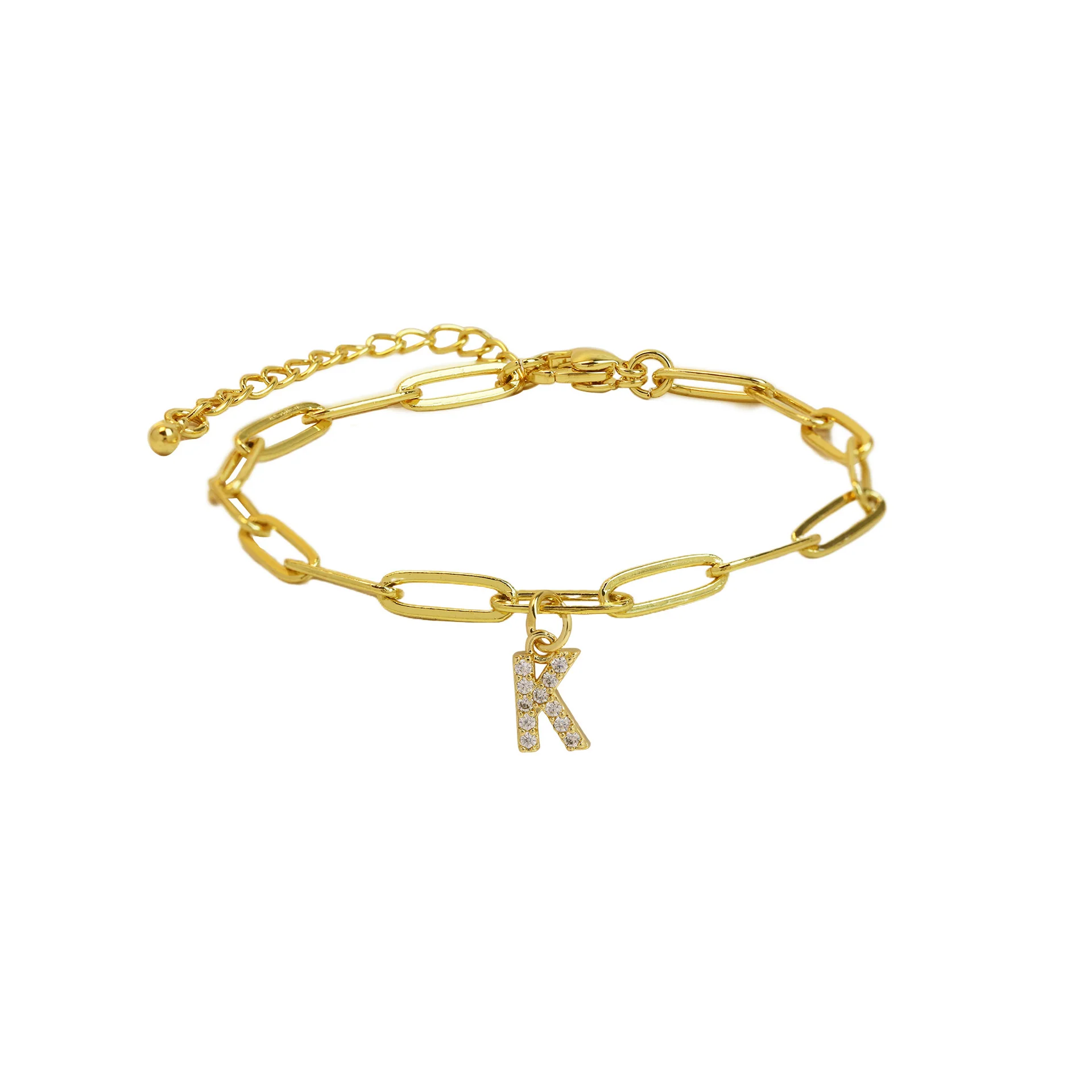 Dainty Paperclip Letter Initial Bracelet - Image 16