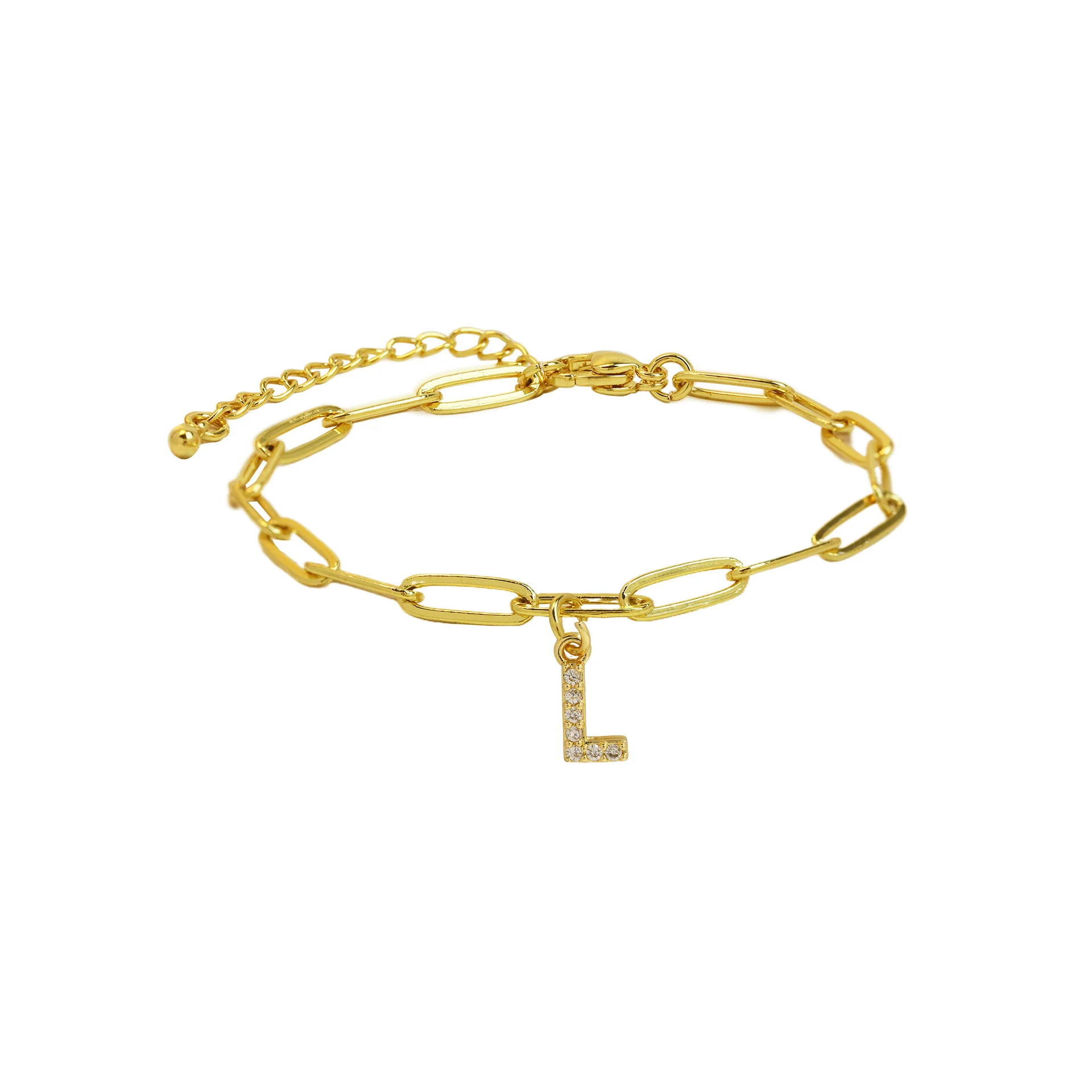 Dainty Paperclip Letter Initial Bracelet - Image 17