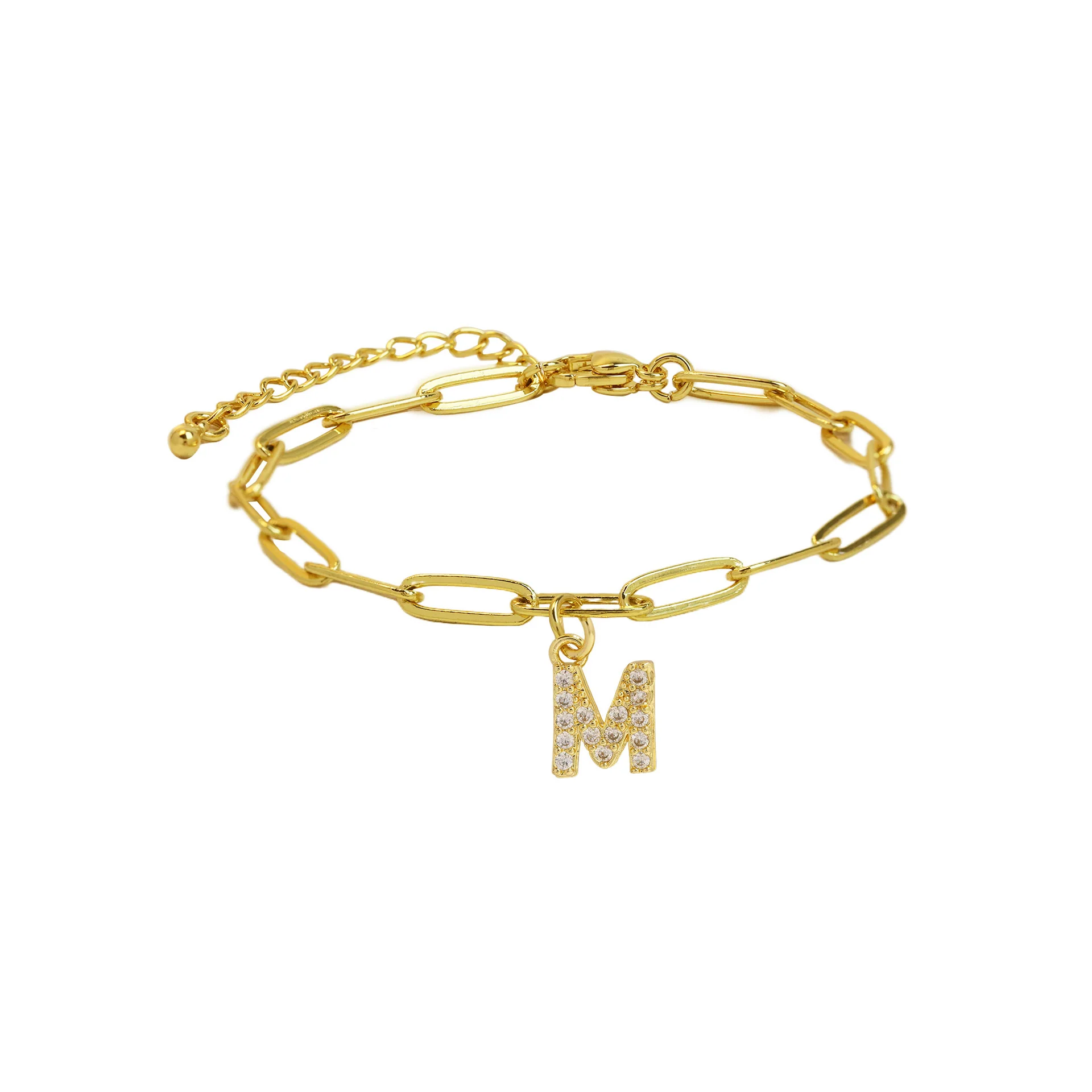 Dainty Paperclip Letter Initial Bracelet - Image 18