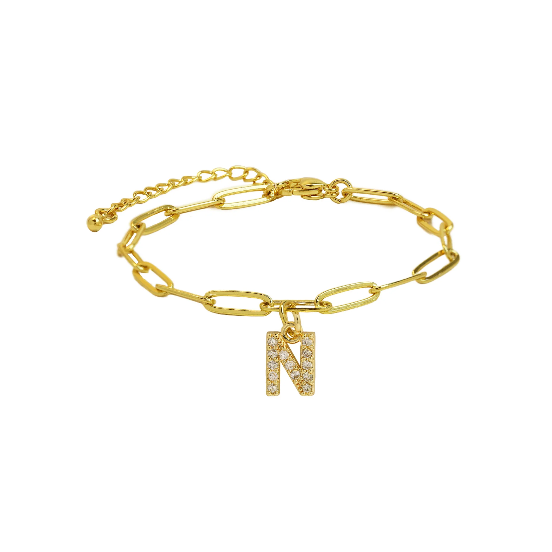 Dainty Paperclip Letter Initial Bracelet - Image 19