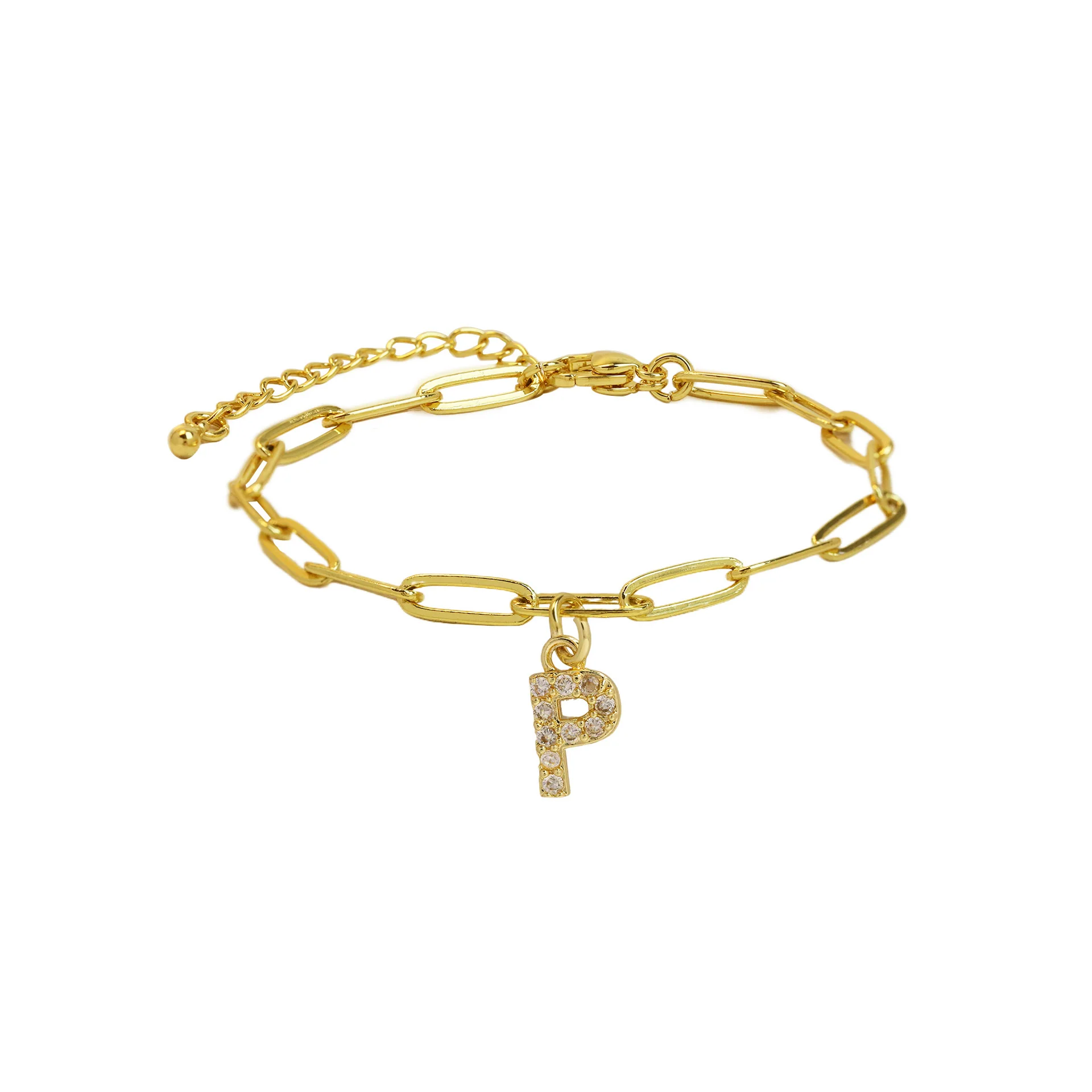 Dainty Paperclip Letter Initial Bracelet - Image 21