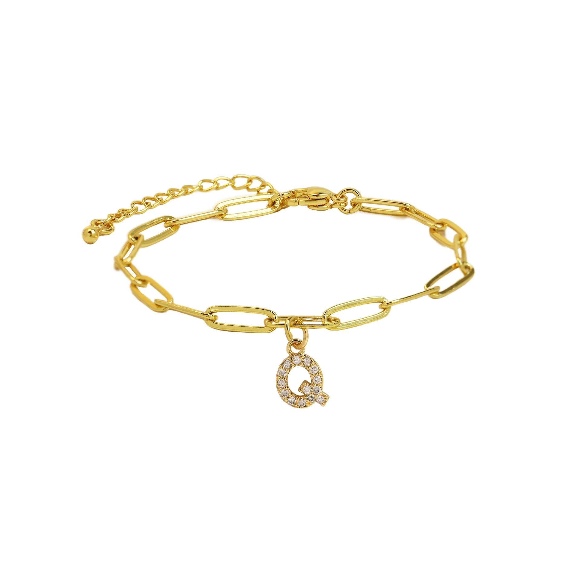 Dainty Paperclip Letter Initial Bracelet - Image 22