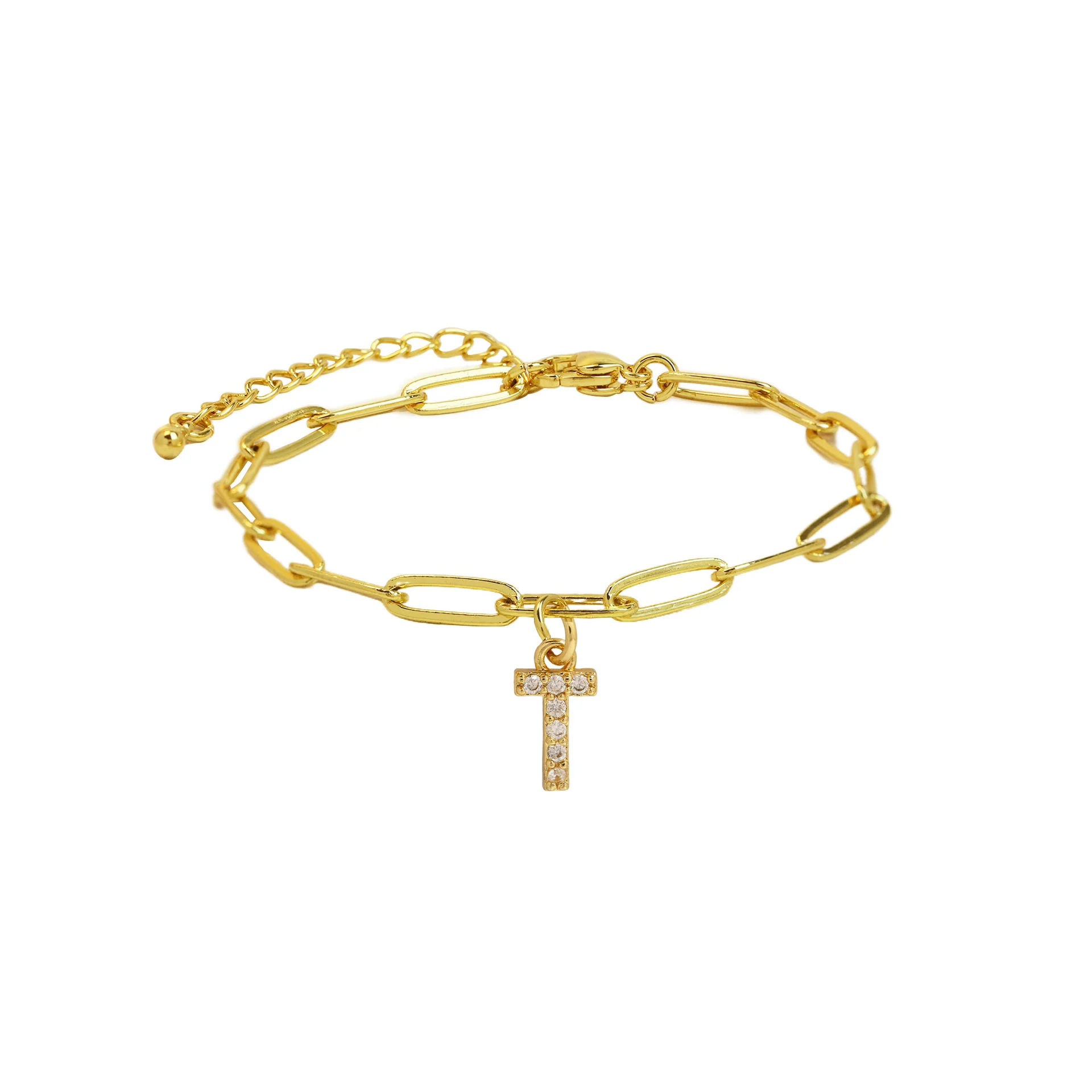 Dainty Paperclip Letter Initial Bracelet - Image 25