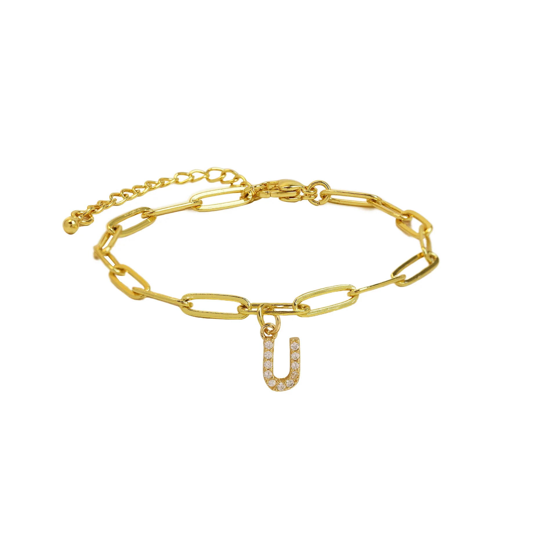 Dainty Paperclip Letter Initial Bracelet - Image 26