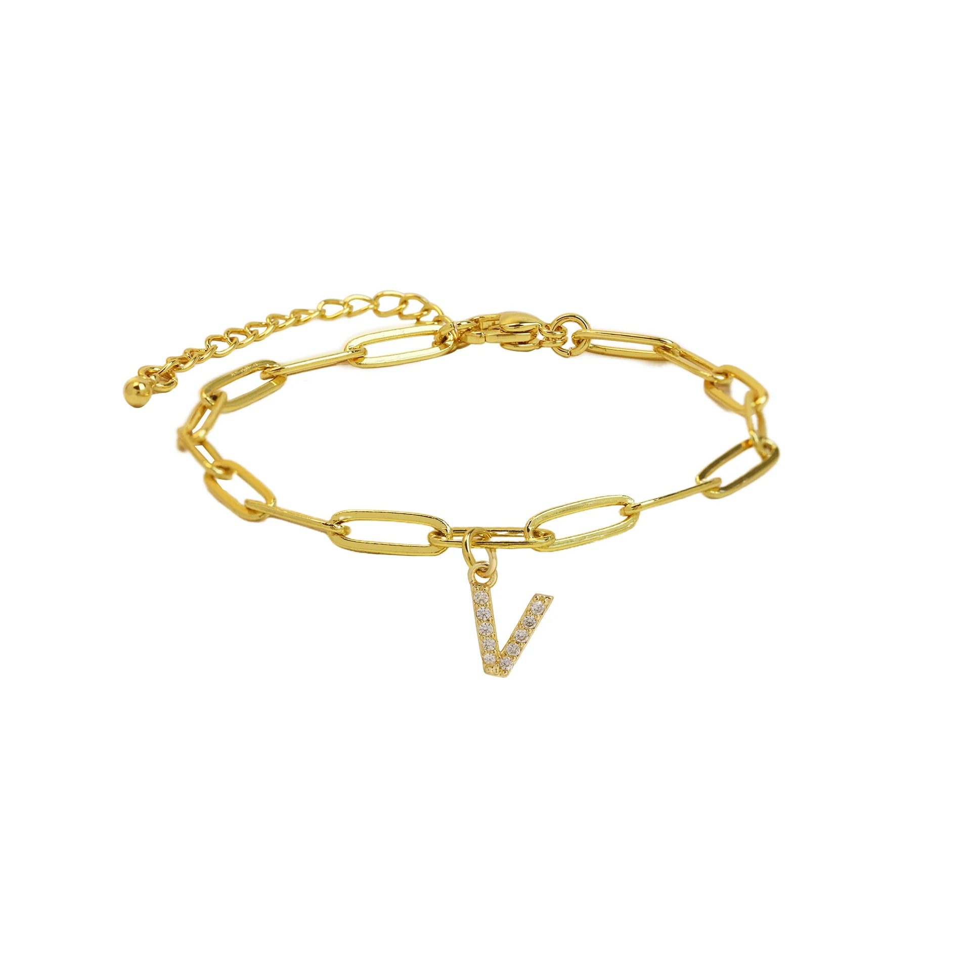 Dainty Paperclip Letter Initial Bracelet - Image 27