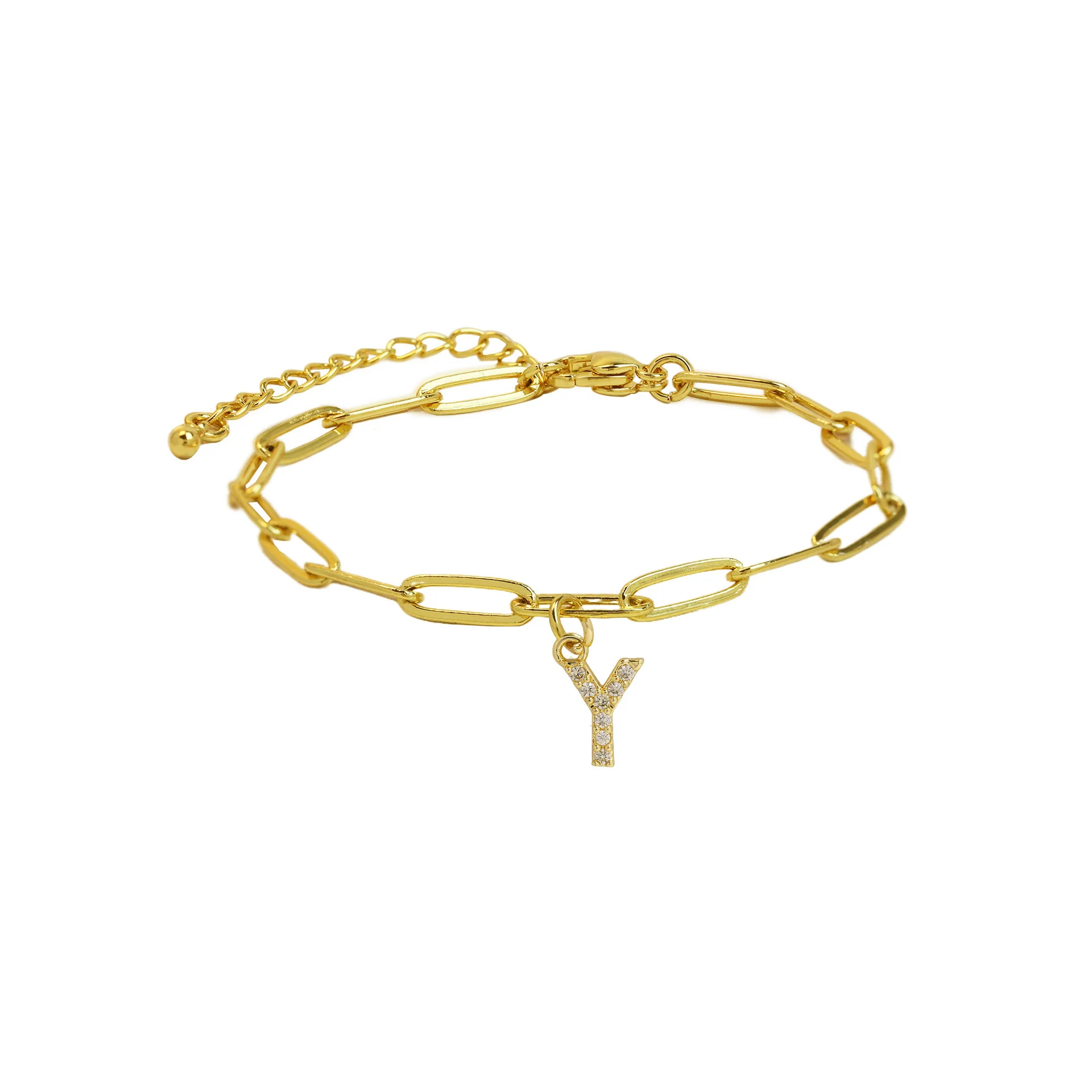 Dainty Paperclip Letter Initial Bracelet - Image 30