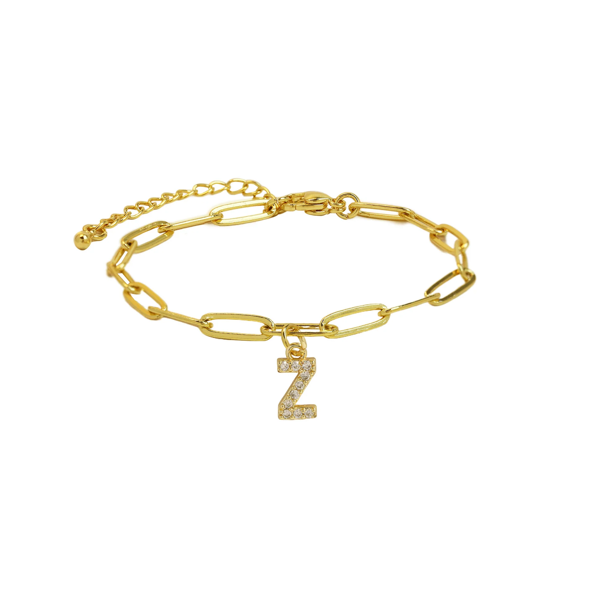 Dainty Paperclip Letter Initial Bracelet - Image 31