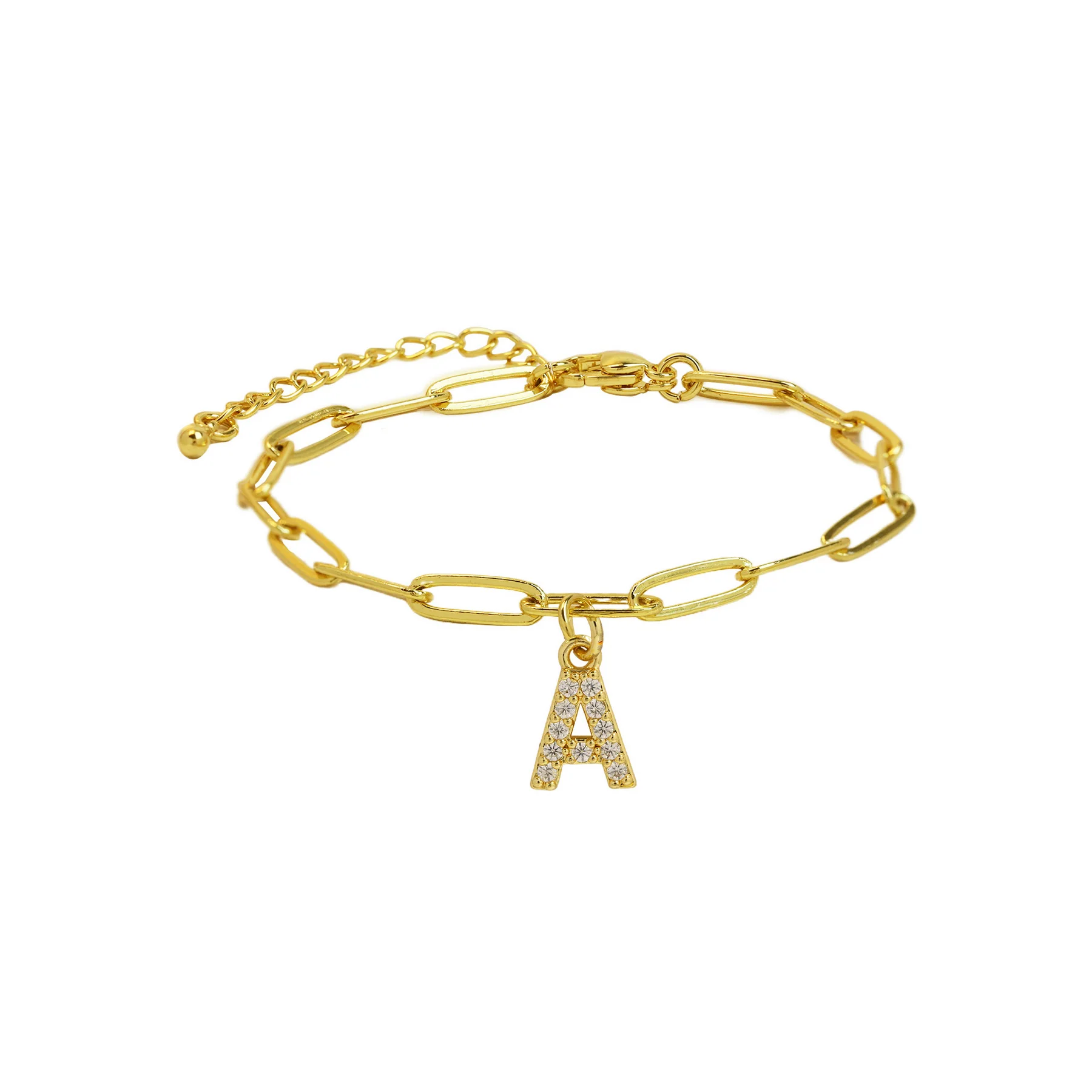 Dainty Paperclip Letter Initial Bracelet - Image 6
