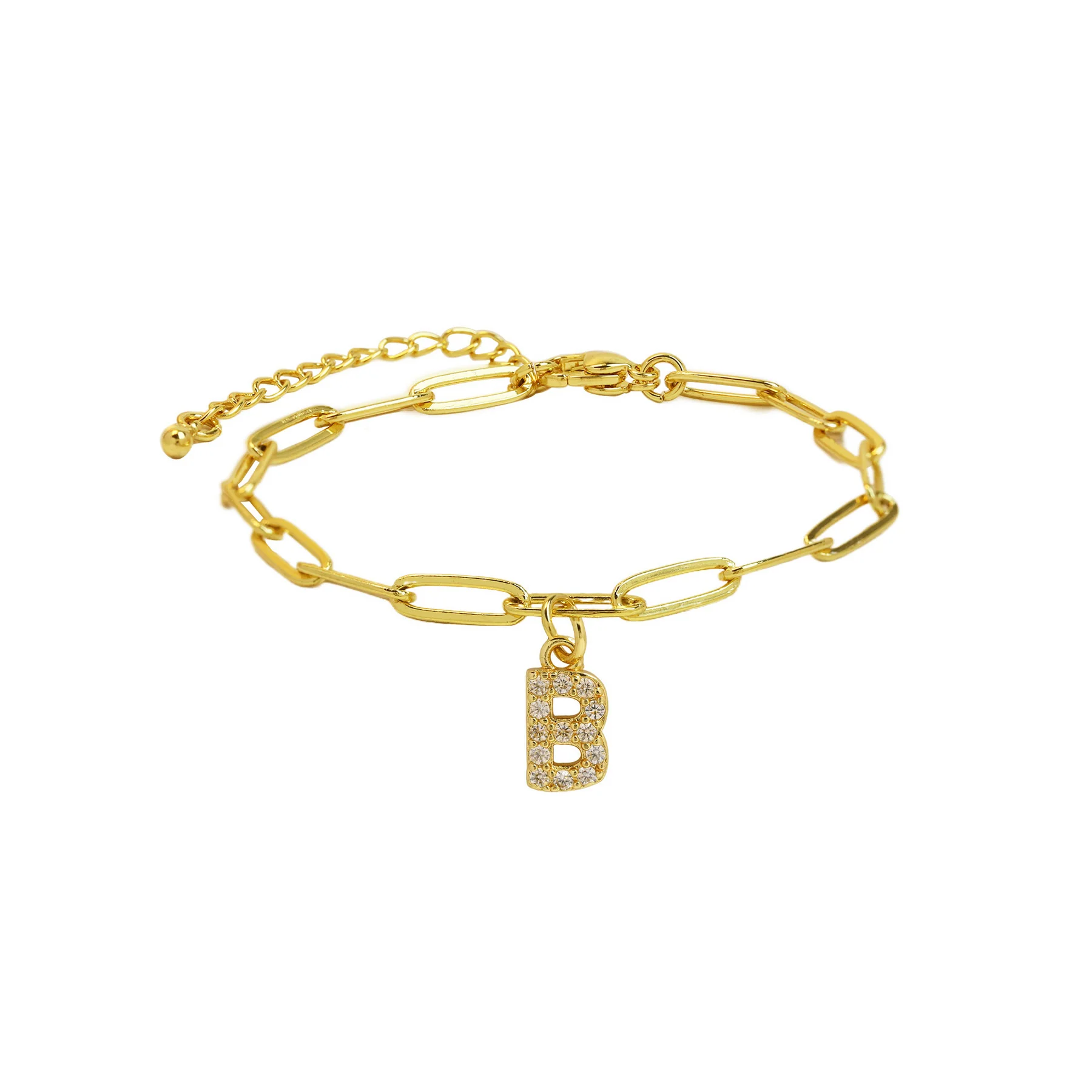 Dainty Paperclip Letter Initial Bracelet - Image 7
