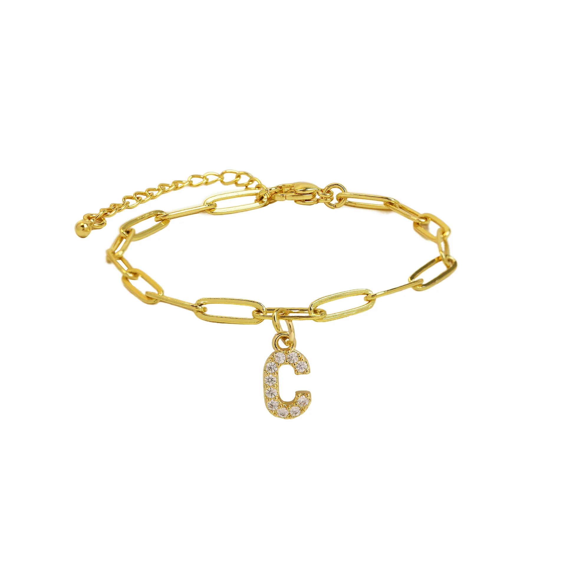 Dainty Paperclip Letter Initial Bracelet - Image 8