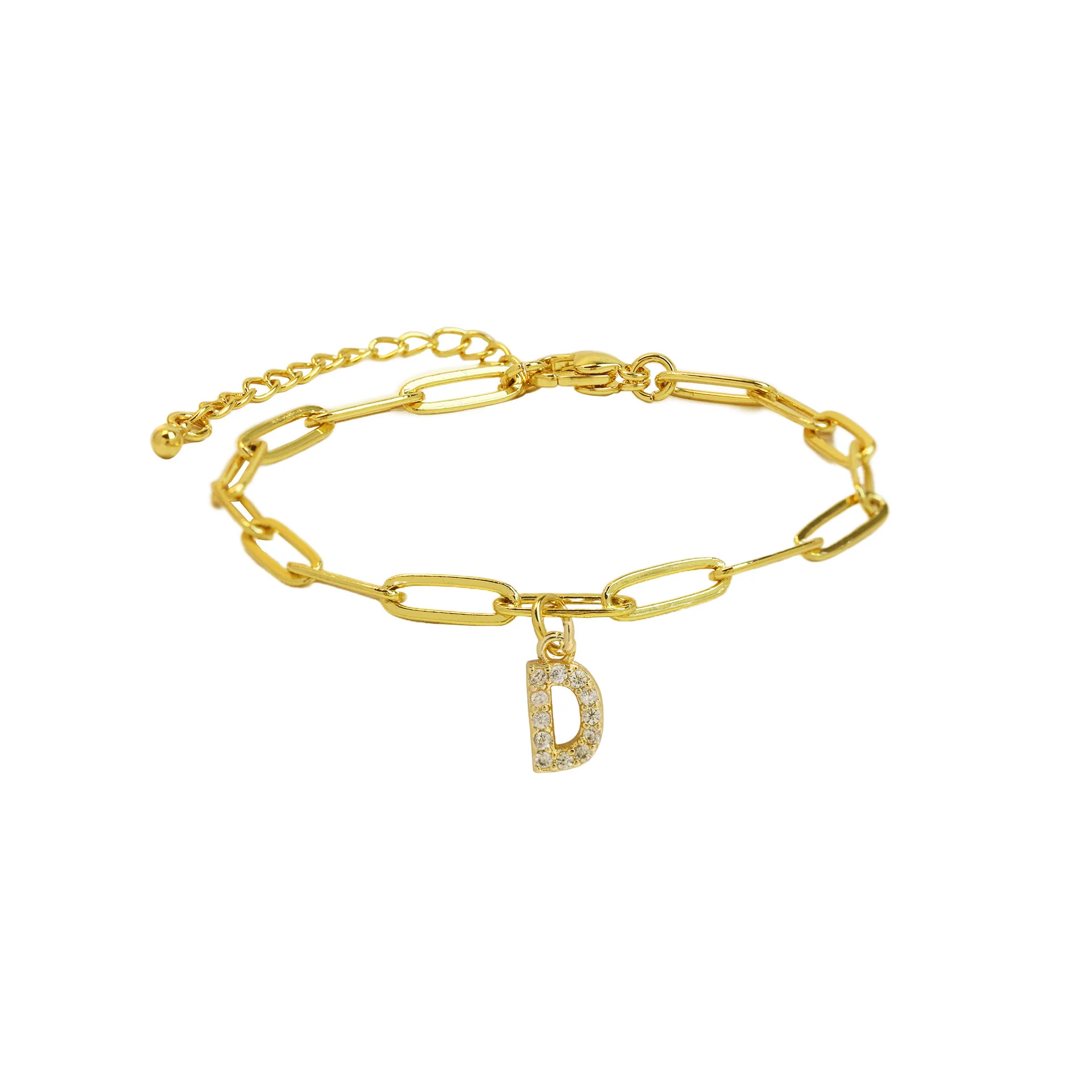 Dainty Paperclip Letter Initial Bracelet - Image 9