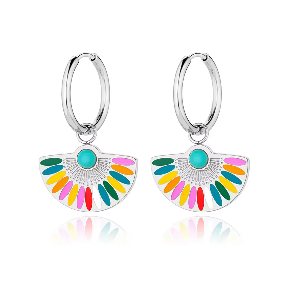 Dainty Rainbow Scalloped Earrings - Image 2