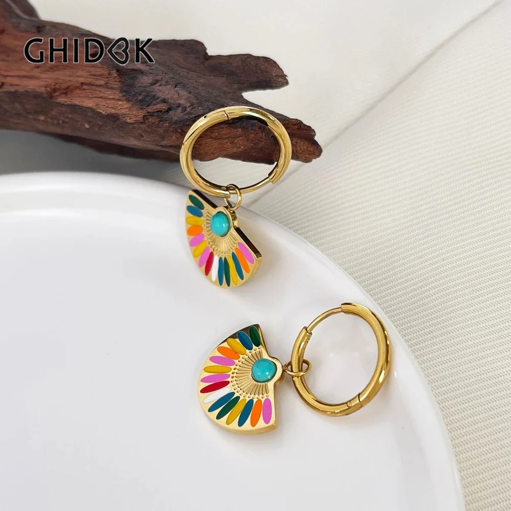 Dainty Rainbow Scalloped Earrings - Image 3