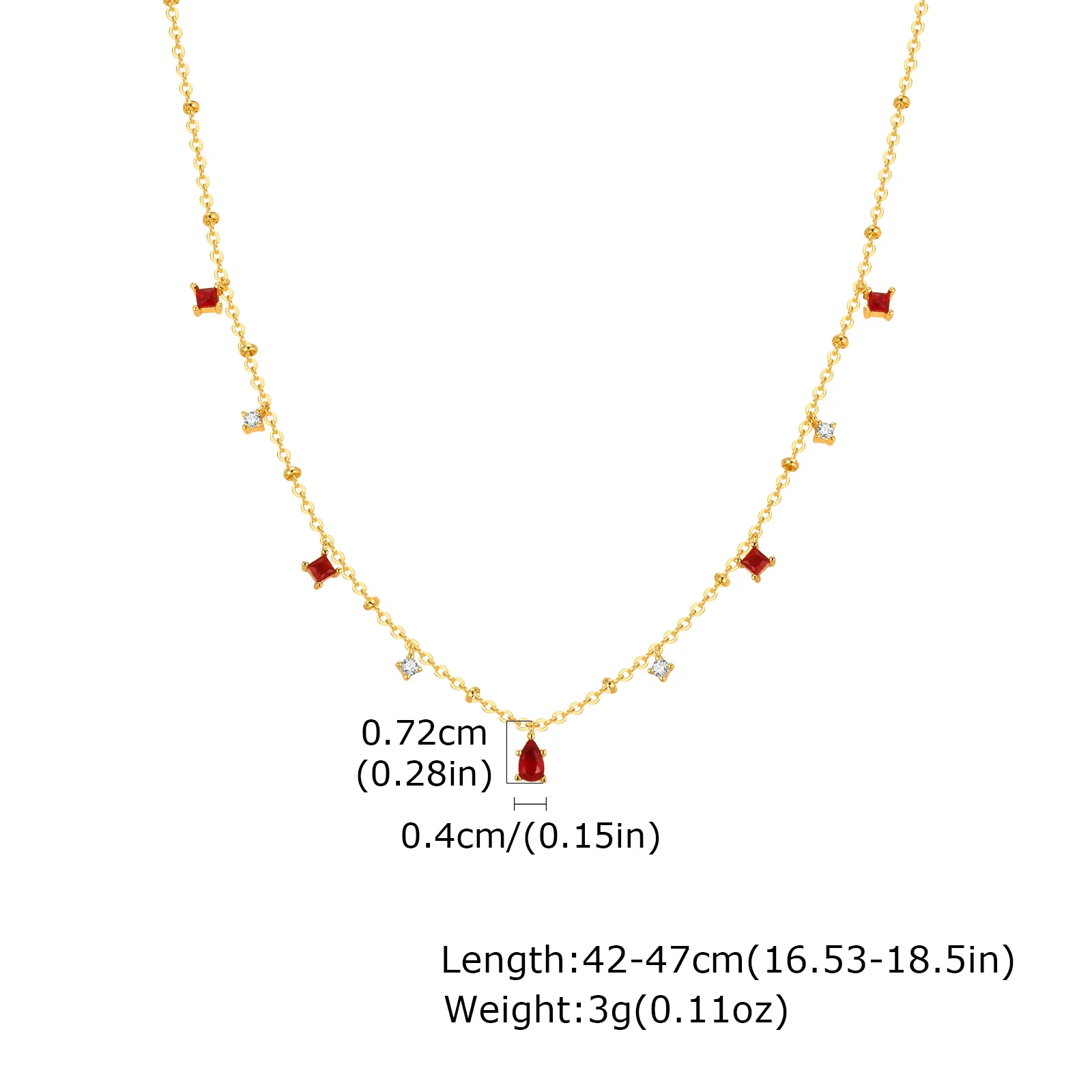 Dainty Red Gemstone Charm Necklace - Image 6