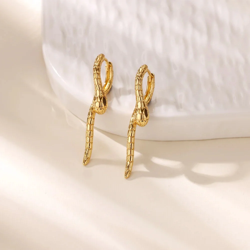 Dainty Snake Hoop Earrings - Image 2