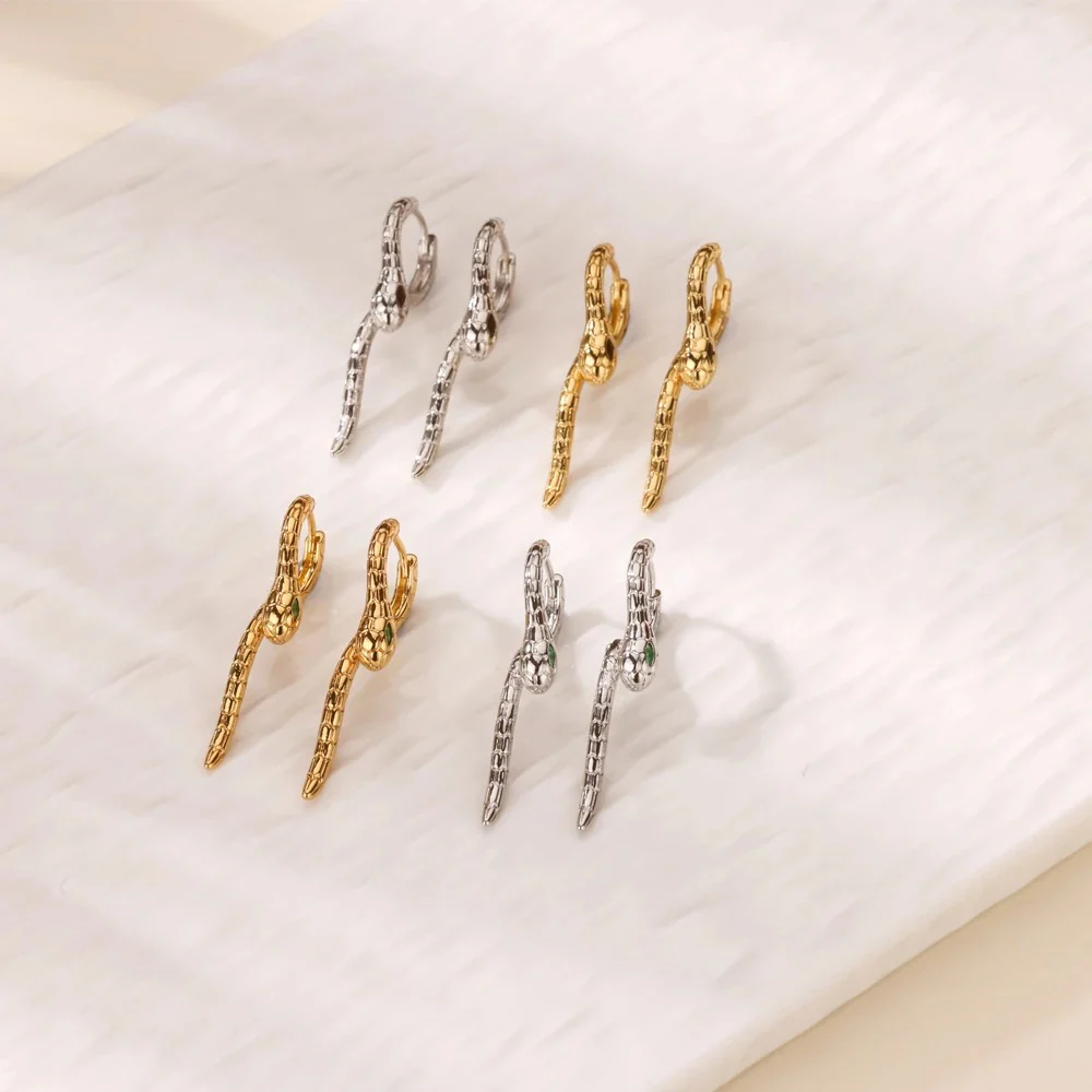 Dainty Snake Hoop Earrings - Image 3