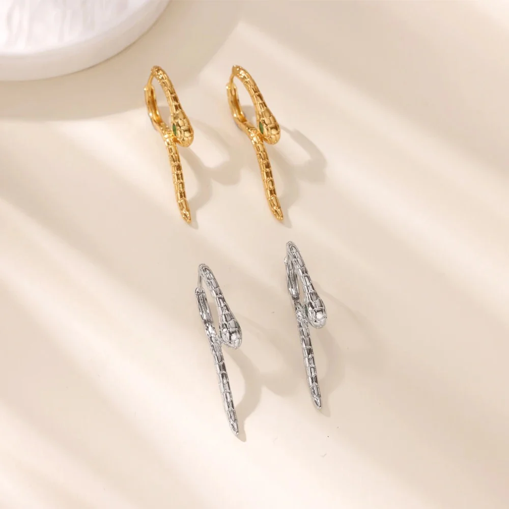 Dainty Snake Hoop Earrings - Image 4