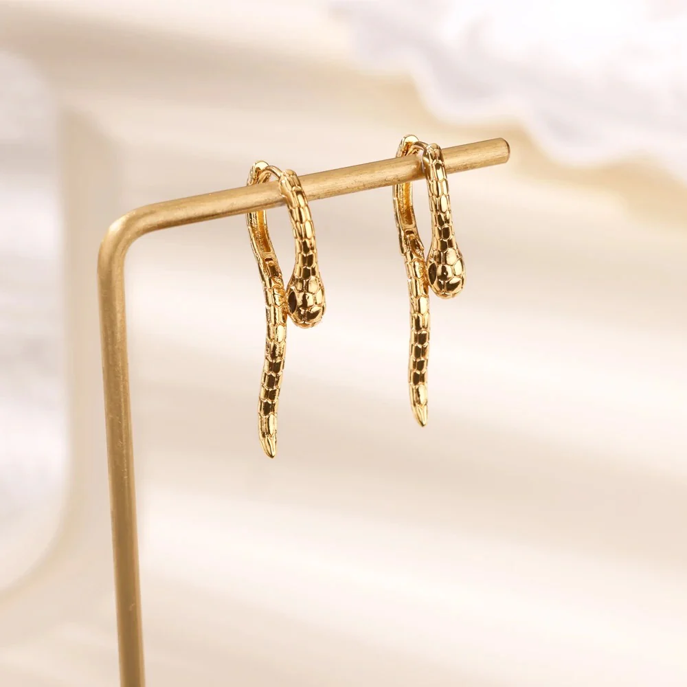 Dainty Snake Hoop Earrings - Image 5