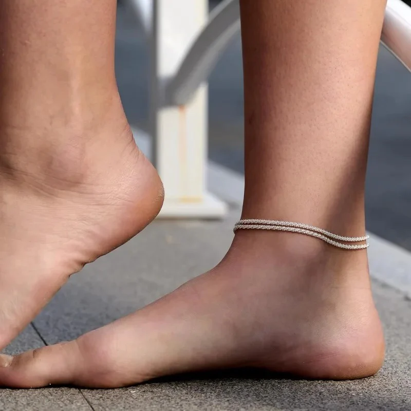 Dainty Sparkling Layered Anklet Set - Image 5