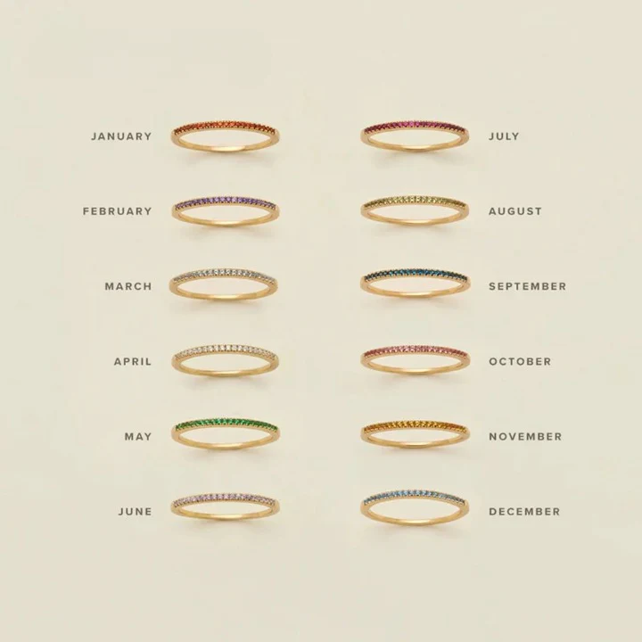 Dainty Thin Birthstone Ring - Image 2