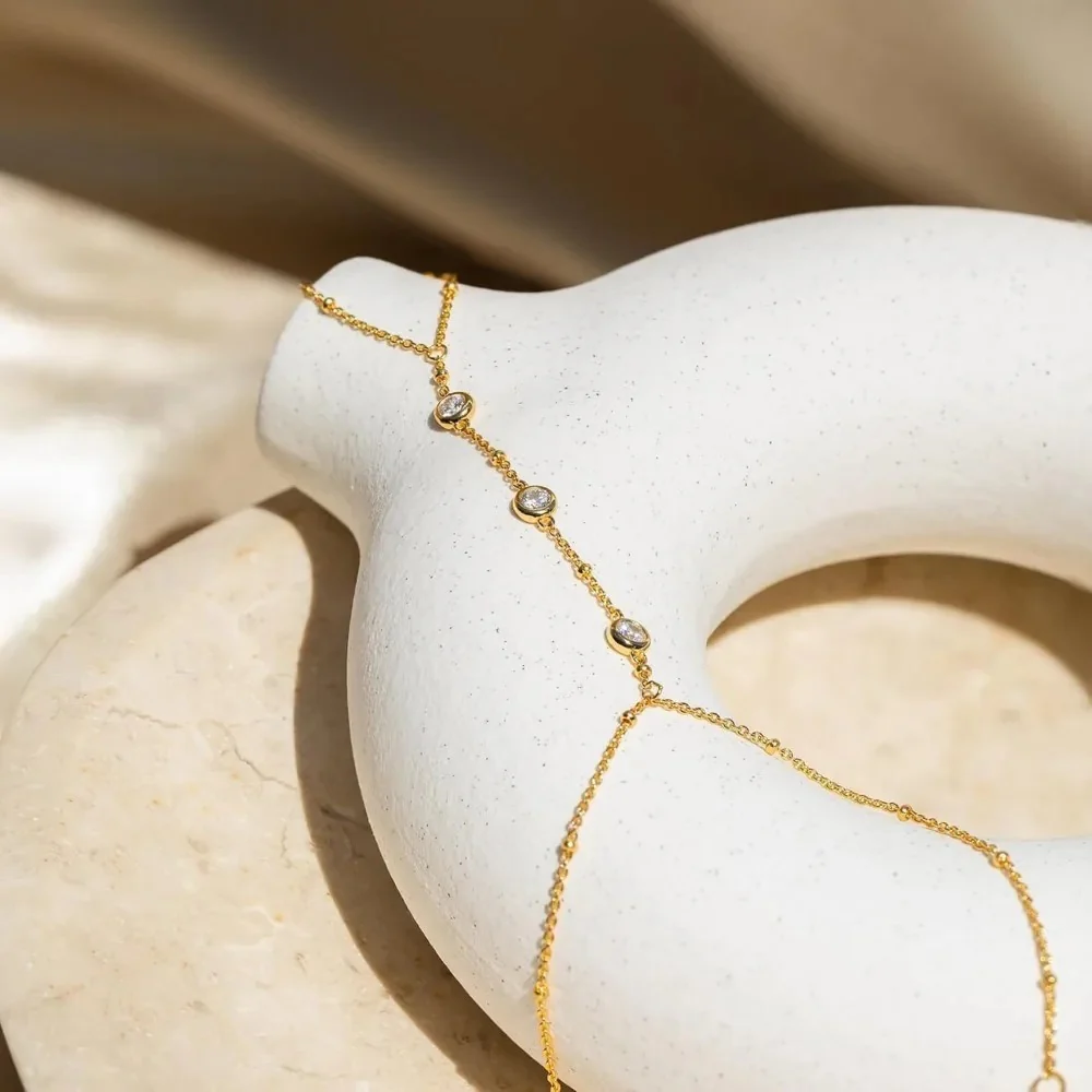 Dainty Thin Link Hand Bracelet - Image 4