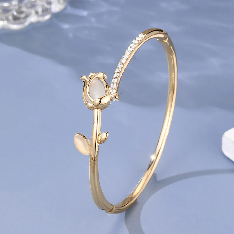 Dainty Tulip Flower Bangle - Image 2