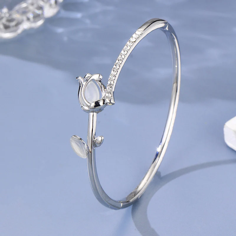 Dainty Tulip Flower Bangle - Image 3