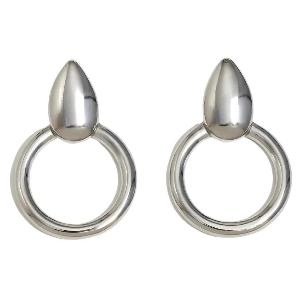 Dainty Water Droplet Stud Earrings - Image 2