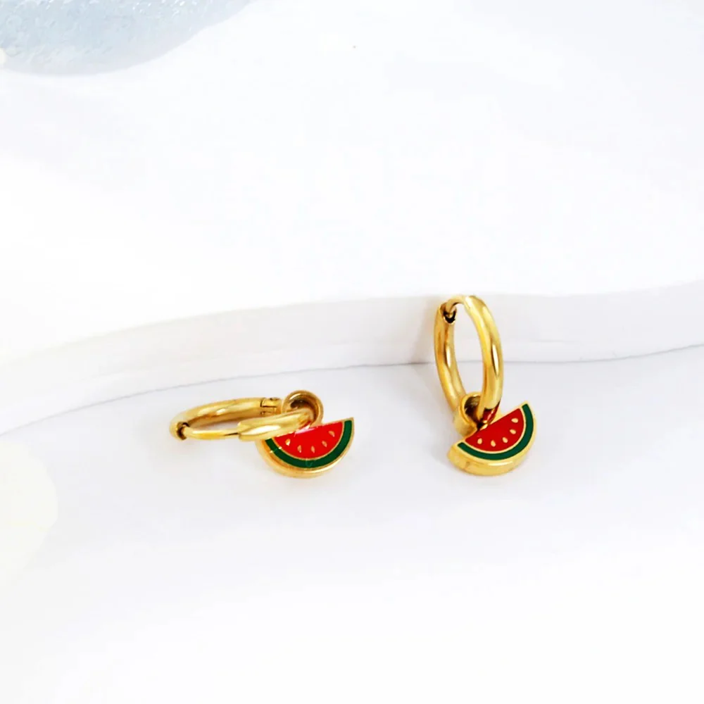 Dainty Watermelon Hoop Earrings - Image 4