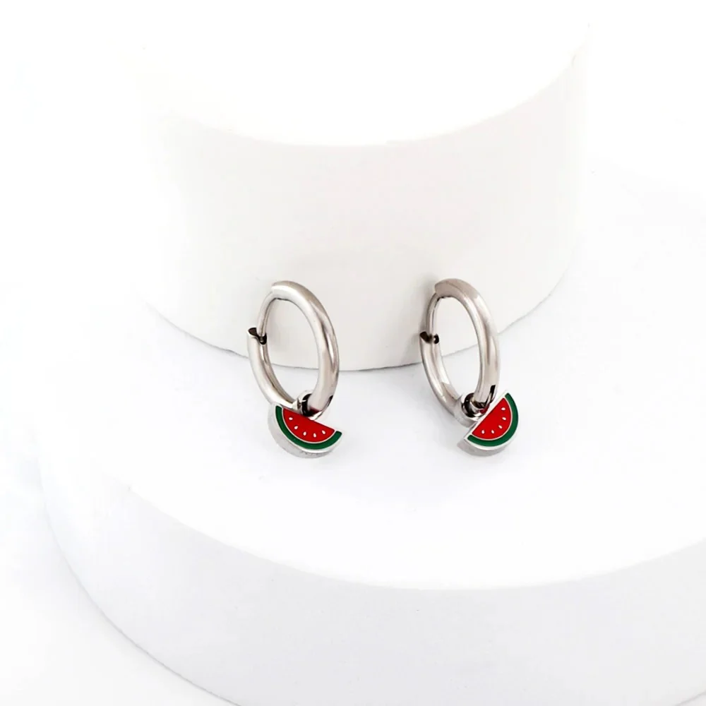 Dainty Watermelon Hoop Earrings - Image 5