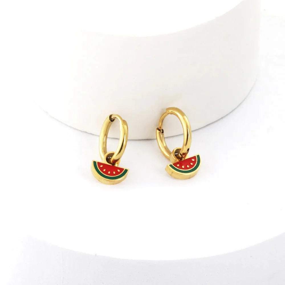 Dainty Watermelon Hoop Earrings - Image 6